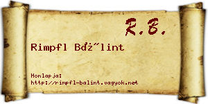 Rimpfl Bálint névjegykártya